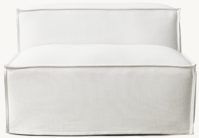 Front view of Rowan Slipcovered Modular Armless Chair Replacement Slipcover 