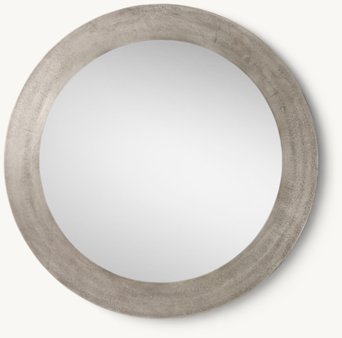 Cast Metal Round Mirror - Pewter