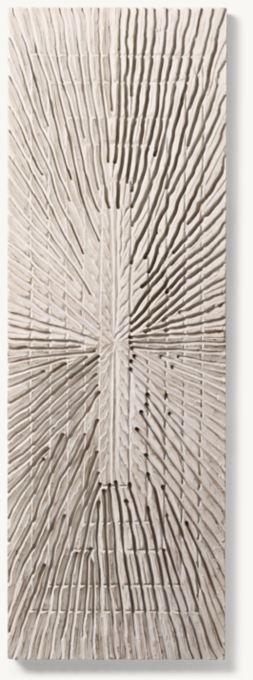 Front view of Sunburst Carved Wood Wall Panel - Rectangle 