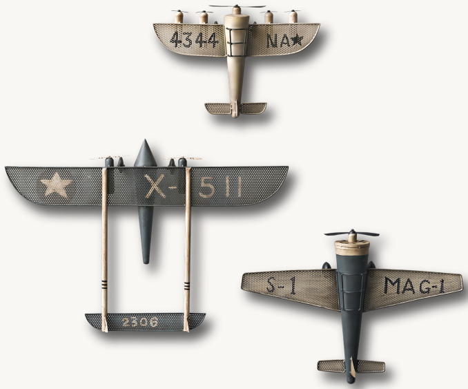 Front view of Vintage Model Airplane - Blue 