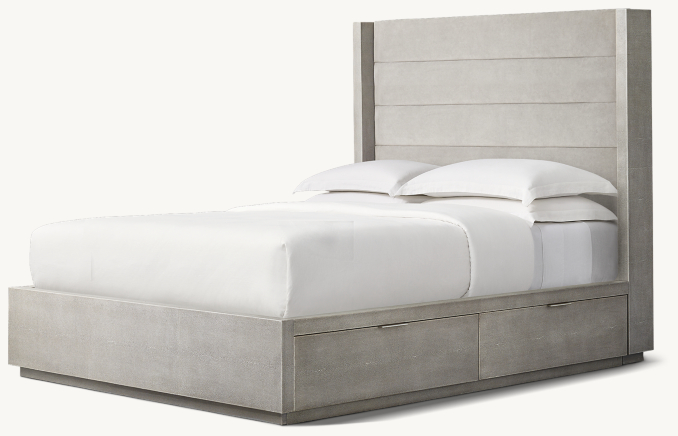 Clio Shagreen Storage Bed - Pewter | RH TEEN