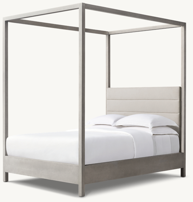 Three Quarter view of Clio Shagreen Canopy Bed 