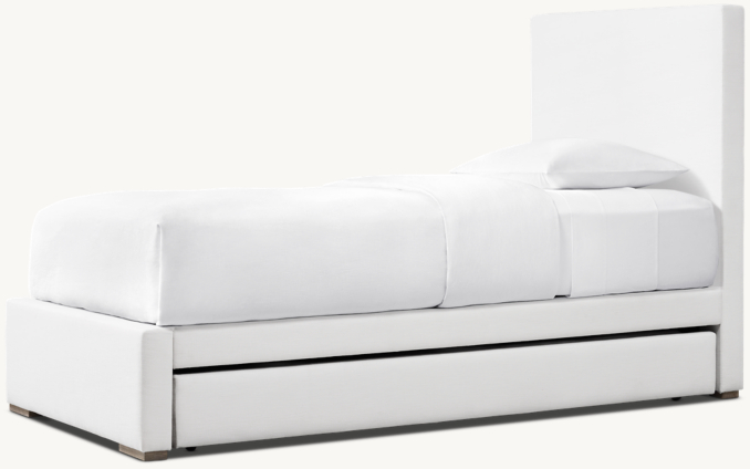 Three Quarter view of Ronson Upholstered Parsons Trundle Bed 