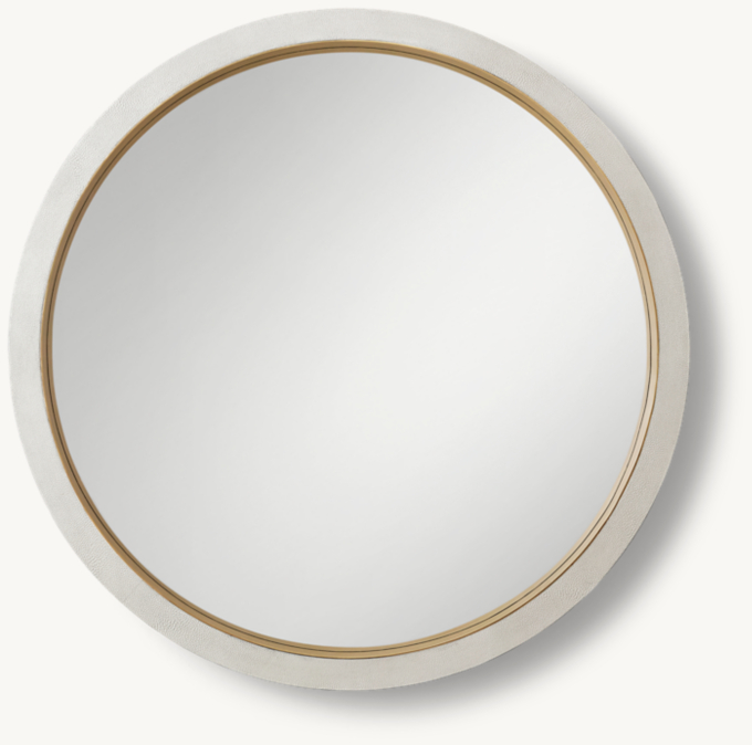 Shagreen Round Mirror - Frost With Brass | RH Baby & Child