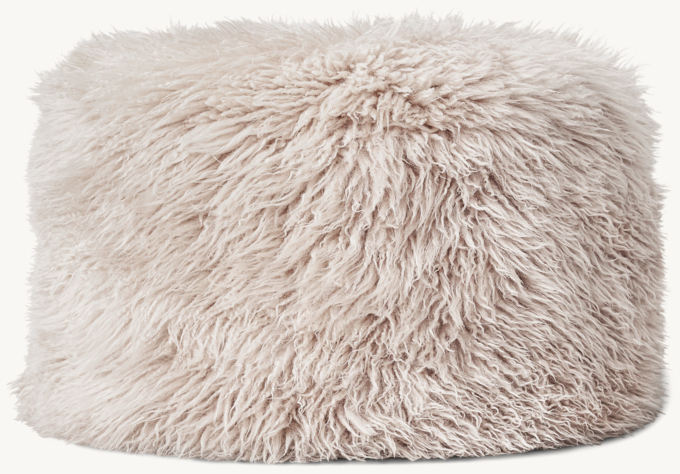 New Zealand Sheepskin Round Pouf - Dove