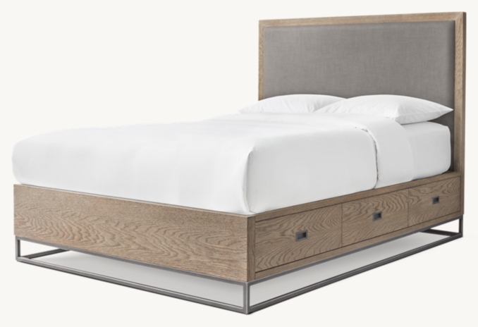 Three Quarter view of Avalon Upholstered Storage Bed With Metal Base 
