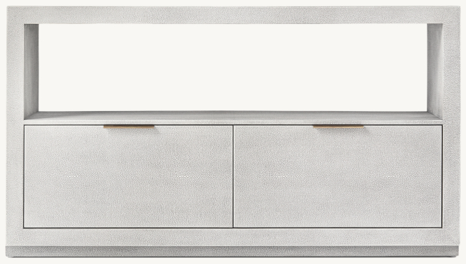 Front view of Clio Shagreen Media Console - Brass 