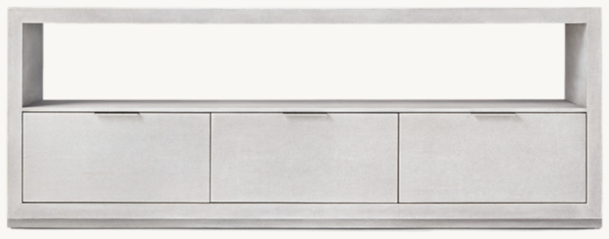 Front view of Clio Shagreen Wide Media Console - Pewter 