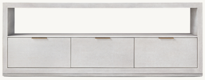 Front view of Clio Shagreen Wide Media Console - Brass 