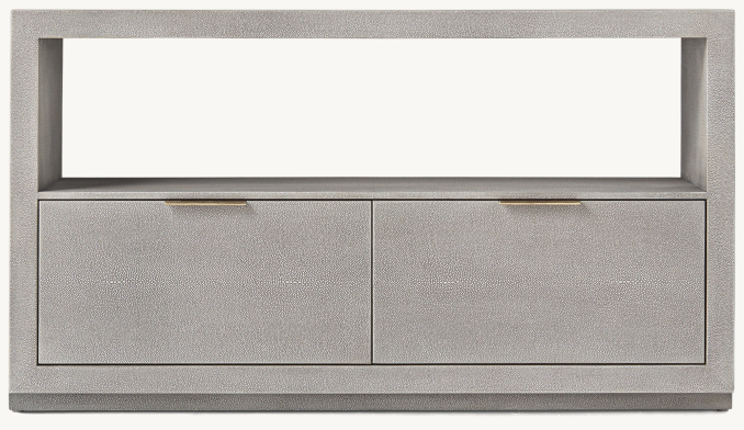 Front view of Clio Shagreen Media Console - Brass 