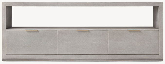 Front view of Clio Shagreen Wide Media Console - Brass 