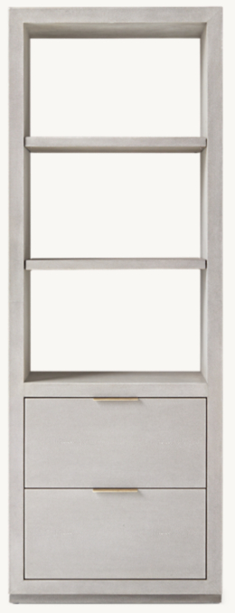 Front view of Clio Shagreen Media Tower - Brass 