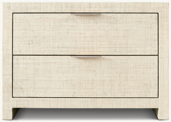 Front view of Burke Raffia 2-Drawer Nightstand 