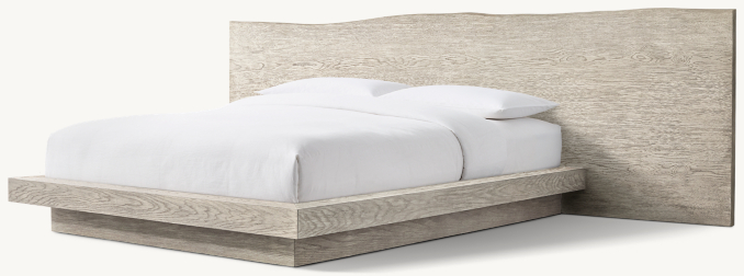 Three Quarter view of Lorin Live-Edge Extended Panel Platform Bed 