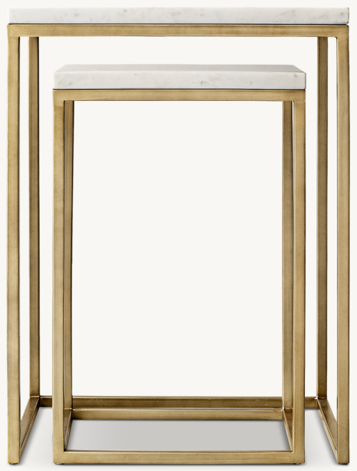 Serena Nesting Square Side Tables - Aged Brass | RH