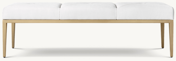 Front view of Emi Tufted Bench - Aged Brass 