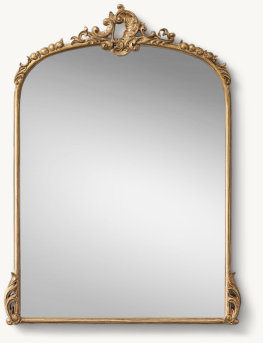 Antiqued Carved Wood Large Dresser Mirror - Gilt | RH