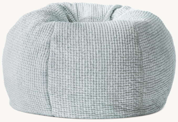 Front view of Channel-Stitched Luster Velvet Bean Bag - Seafoam 