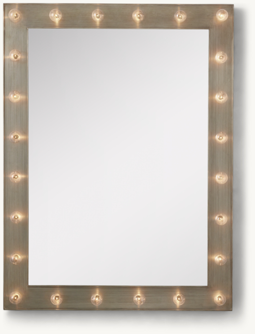 Front view of Illuminated Large Dresser Mirror - Antique Pewter 