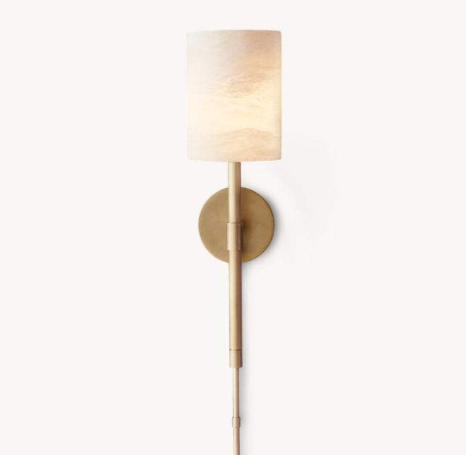 Blaire Alabaster Sconce With Shade - Antiqued Brass