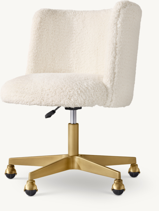 Three Quarter view of Kinney Sherpa Desk Chair - Brass 