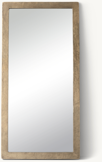 Front view of Cast Metal Leaner Mirror - Brass 