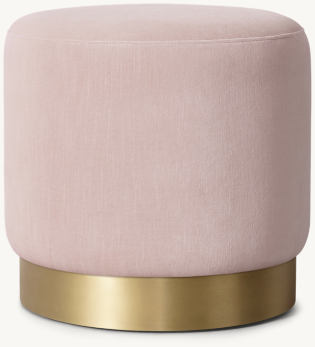 Front view of Blythe Upholstered Velvet Stool - Brass