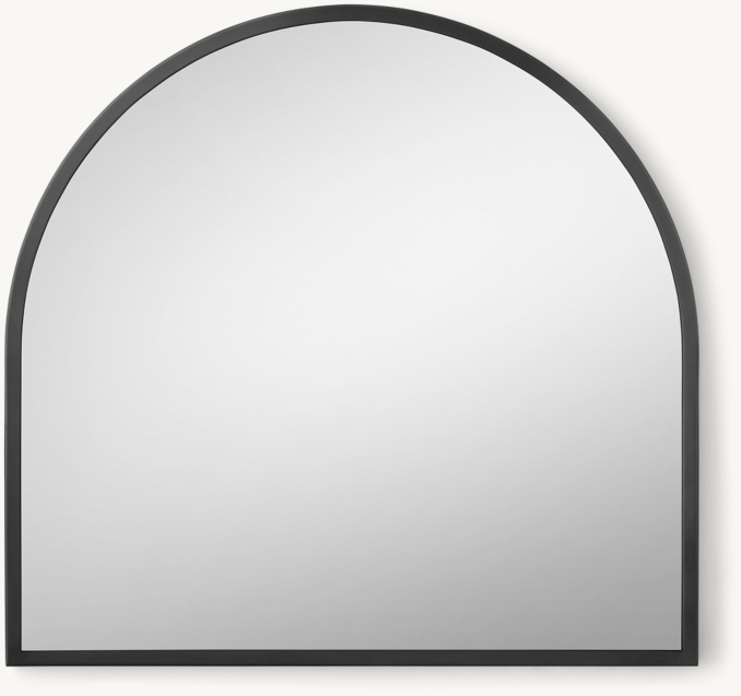 Front view of Minimalist Metal-Wrapped Arched Dresser Mirror Aged Steel 