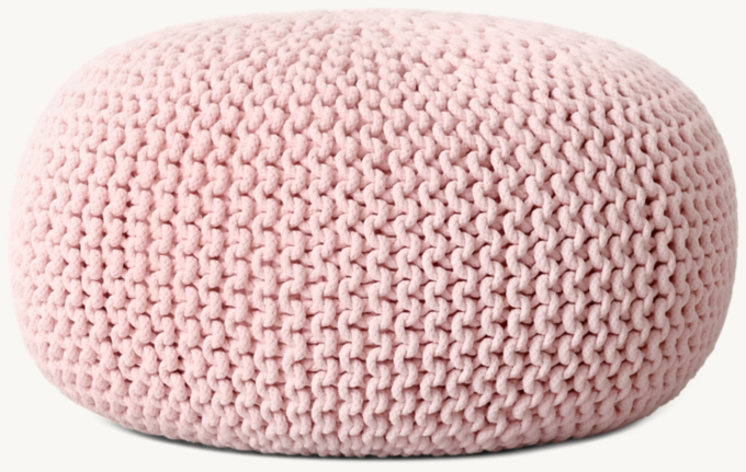 Knit Cotton Round Pouf - Petal