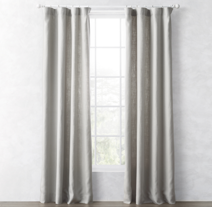 Front view of Textured Belgian Linen Drapery Panel 