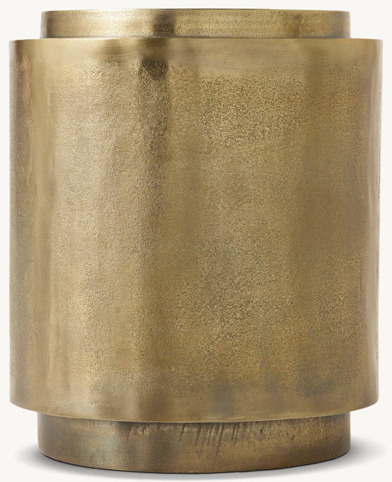 Front view of Sandcast Pillar Side Table - Brass 