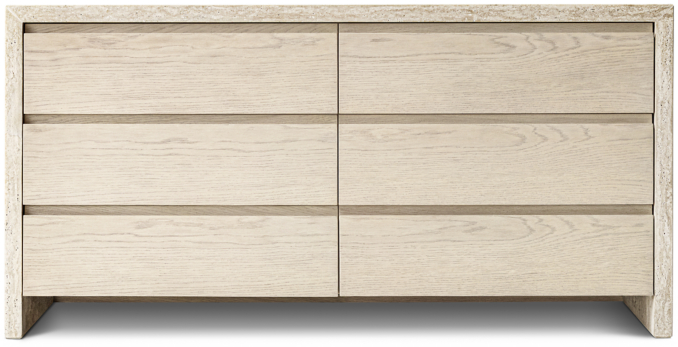 Front view of Piera Italian Travertine-Wrapped Wide Dresser 