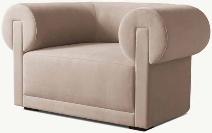 Three Quarter view of Iversen Roll-Back Velvet Chair 