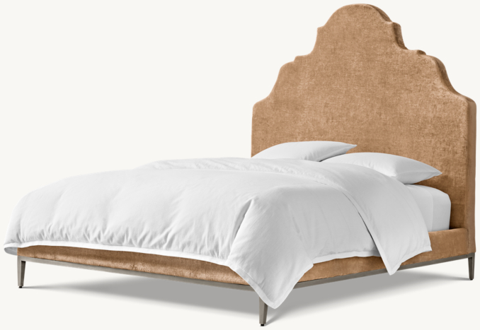 Three Quarter view of Camilla Upholstered Bed - Pewter 