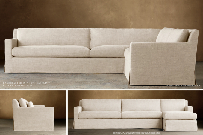 Belgian Slipcovered Track Arm Sectionals