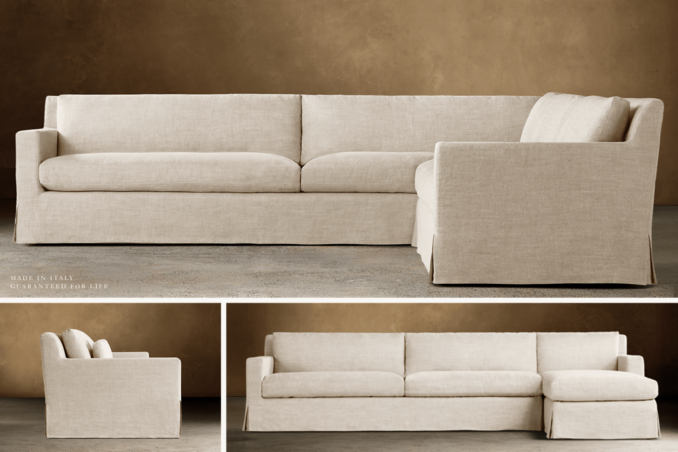 Belgian Slipcovered Track Arm Sectional